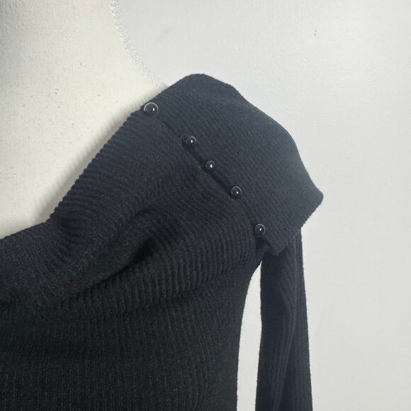 Culture Code Dress Women L Black Cowl Neck Minimal Modest Holiday Ribbed Y2K - Picture 4 of 8